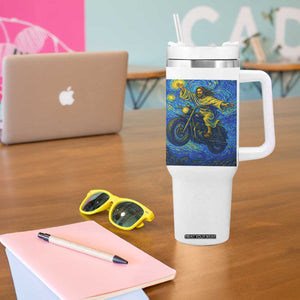 Funny Jesus Christian Motorcycle Tumbler With Handle Starry Night Van Gogh Biker TS14 Print Your Wear