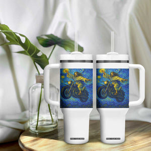 Funny Jesus Christian Motorcycle Tumbler With Handle Starry Night Van Gogh Biker TS14 Print Your Wear