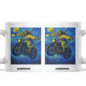 Funny Jesus Christian Motorcycle Coffee Mug Starry Night Van Gogh Biker TS14 White Print Your Wear