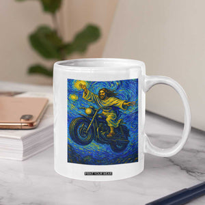 Funny Jesus Christian Motorcycle Coffee Mug Starry Night Van Gogh Biker TS14 Print Your Wear