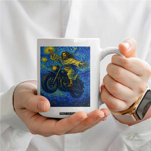 Funny Jesus Christian Motorcycle Coffee Mug Starry Night Van Gogh Biker TS14 Print Your Wear