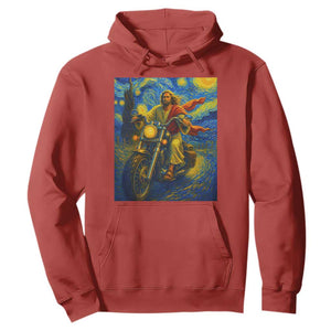 Jesus Christian Motorcycle Starry Night Van Gogh Hoodie TS14 Red Print Your Wear