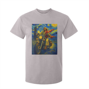 Jesus Christian Motorcycle Starry Night Van Gogh T Shirt For Kid TS14 Ice Gray Print Your Wear
