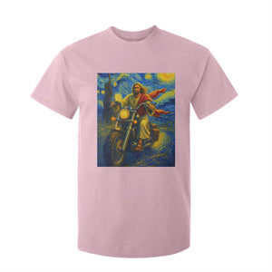 Jesus Christian Motorcycle Starry Night Van Gogh T Shirt For Kid TS14 Light Pink Print Your Wear