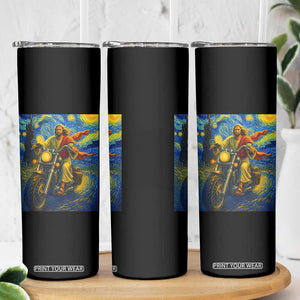 Jesus Christian Motorcycle Starry Night Van Gogh Skinny Tumbler TS14 Print Your Wear