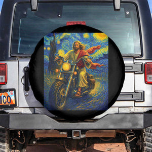 Jesus Christian Motorcycle Starry Night Van Gogh Spare Tire Cover TS14 No hole Black Print Your Wear