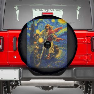 Jesus Christian Motorcycle Starry Night Van Gogh Spare Tire Cover TS14 Black Print Your Wear