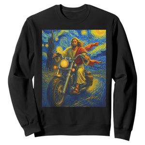 Jesus Christian Motorcycle Starry Night Van Gogh Sweatshirt TS14 Black Print Your Wear