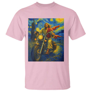 Jesus Christian Motorcycle Starry Night Van Gogh T Shirt TS14 Light Pink Print Your Wear