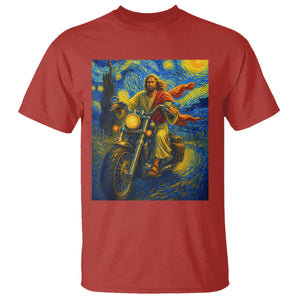 Jesus Christian Motorcycle Starry Night Van Gogh T Shirt TS14 Red Print Your Wear