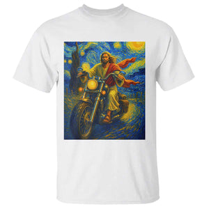 Jesus Christian Motorcycle Starry Night Van Gogh T Shirt TS14 White Print Your Wear