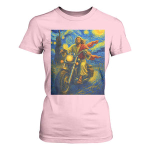 Jesus Christian Motorcycle Starry Night Van Gogh T Shirt For Women TS14 Light Pink Print Your Wear