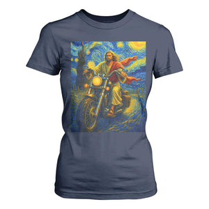 Jesus Christian Motorcycle Starry Night Van Gogh T Shirt For Women TS14 Navy Print Your Wear