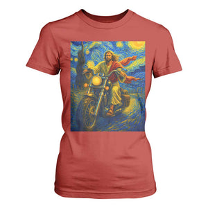 Jesus Christian Motorcycle Starry Night Van Gogh T Shirt For Women TS14 Red Print Your Wear