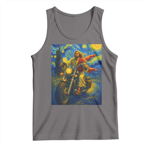 Jesus Christian Motorcycle Starry Night Van Gogh Tank Top TS14 Deep Heather Print Your Wear