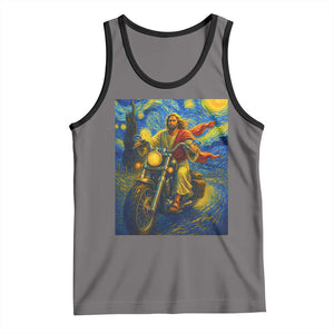 Jesus Christian Motorcycle Starry Night Van Gogh Tank Top TS14 Deep Heather Black Print Your Wear