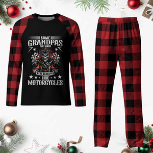 Funny Grandpa Biker Plaid Pajama Set Some Grandpas Play Bingo Real Grandpas Ride Motorcycles TS14 Buffalo Plaid Print Your Wear