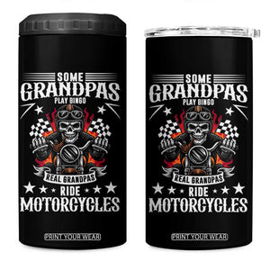 Funny Grandpa Biker 4 in 1 Can Cooler Tumbler Some Grandpas Play Bingo Real Grandpas Ride Motorcycles TS14 One Size: 16 oz Black Print Your Wear