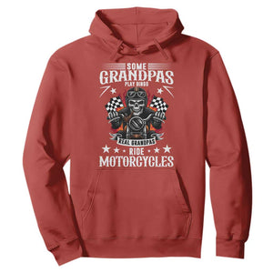 Funny Grandpa Biker Hoodie Some Grandpas Play Bingo Real Grandpas Ride Motorcycles TS14 Red Print Your Wear