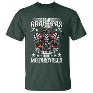 Funny Grandpa Biker T Shirt Some Grandpas Play Bingo Real Grandpas Ride Motorcycles TS14 Dark Forest Green Print Your Wear