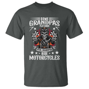 Funny Grandpa Biker T Shirt Some Grandpas Play Bingo Real Grandpas Ride Motorcycles TS14 Dark Heather Print Your Wear