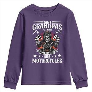 Funny Grandpa Biker Youth Sweatshirt Some Grandpas Play Bingo Real Grandpas Ride Motorcycles TS14 Purple Print Your Wear