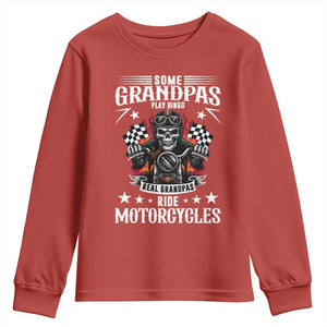 Funny Grandpa Biker Youth Sweatshirt Some Grandpas Play Bingo Real Grandpas Ride Motorcycles TS14 Red Print Your Wear