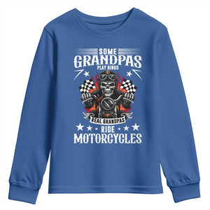 Funny Grandpa Biker Youth Sweatshirt Some Grandpas Play Bingo Real Grandpas Ride Motorcycles TS14 Royal Blue Print Your Wear