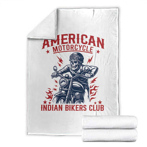 Funny Skeleton Motorcycle Throw Blanket American Motorcycle Indian Bikers Club TS14 White Print Your Wear