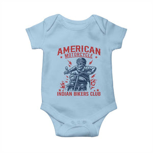Funny Skeleton Motorcycle Baby Onesie American Motorcycle Indian Bikers Club TS14 Light Blue Print Your Wear