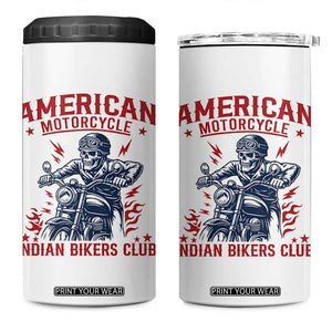 Funny Skeleton Motorcycle 4 in 1 Can Cooler Tumbler American Motorcycle Indian Bikers Club TS14 One Size: 16 oz White Print Your Wear