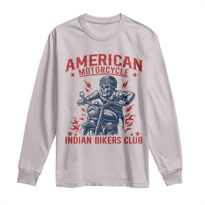 Funny Skeleton Motorcycle Long Sleeve Shirt American Motorcycle Indian Bikers Club TS14 Ice Gray Print Your Wear