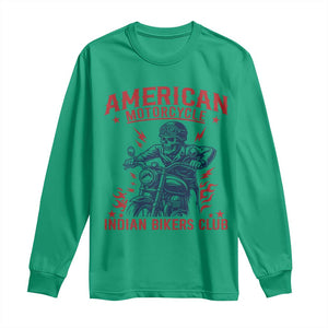 Funny Skeleton Motorcycle Long Sleeve Shirt American Motorcycle Indian Bikers Club TS14 Irish Green Print Your Wear