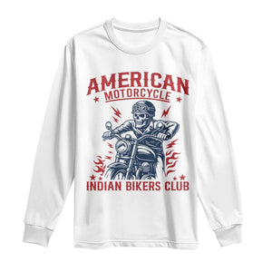 Funny Skeleton Motorcycle Long Sleeve Shirt American Motorcycle Indian Bikers Club TS14 White Print Your Wear
