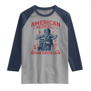 Funny Skeleton Motorcycle Raglan Shirt American Motorcycle Indian Bikers Club TS14 Sport Gray Navy Print Your Wear