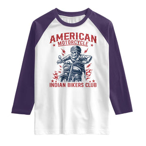 Funny Skeleton Motorcycle Raglan Shirt American Motorcycle Indian Bikers Club TS14 White Purple Print Your Wear
