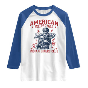 Funny Skeleton Motorcycle Raglan Shirt American Motorcycle Indian Bikers Club TS14 White Royal Print Your Wear