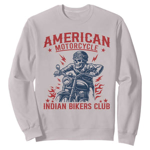 Funny Skeleton Motorcycle Sweatshirt American Motorcycle Indian Bikers Club TS14 Ice Gray Print Your Wear