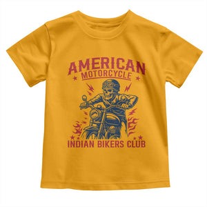 Funny Skeleton Motorcycle Toddler T Shirt American Motorcycle Indian Bikers Club TS14 Gold Print Your Wear