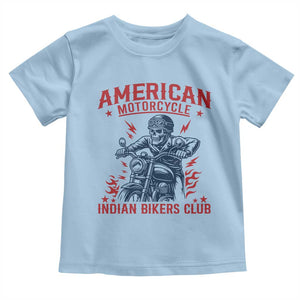 Funny Skeleton Motorcycle Toddler T Shirt American Motorcycle Indian Bikers Club TS14 Light Blue Print Your Wear