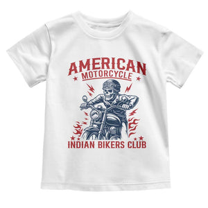 Funny Skeleton Motorcycle Toddler T Shirt American Motorcycle Indian Bikers Club TS14 White Print Your Wear