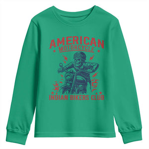 Funny Skeleton Motorcycle Youth Sweatshirt American Motorcycle Indian Bikers Club TS14 Irish Green Print Your Wear