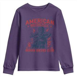 Funny Skeleton Motorcycle Youth Sweatshirt American Motorcycle Indian Bikers Club TS14 Purple Print Your Wear