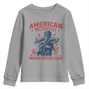 Funny Skeleton Motorcycle Youth Sweatshirt American Motorcycle Indian Bikers Club TS14 Sport Gray Print Your Wear
