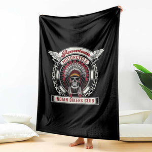 Native American Indian Chief Skull Motorcycle Headdress Throw Blanket TS14 Print Your Wear