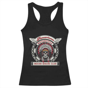 Native American Indian Chief Skull Motorcycle Headdress Racerback Tank Top TS14 Black Print Your Wear