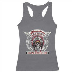 Native American Indian Chief Skull Motorcycle Headdress Racerback Tank Top TS14 Charcoal Print Your Wear