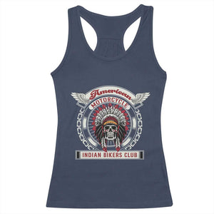 Native American Indian Chief Skull Motorcycle Headdress Racerback Tank Top TS14 Navy Print Your Wear