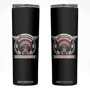 Native American Indian Chief Skull Motorcycle Headdress Skinny Tumbler TS14 Black Print Your Wear