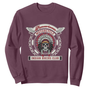 Native American Indian Chief Skull Motorcycle Headdress Sweatshirt TS14 Maroon Print Your Wear
